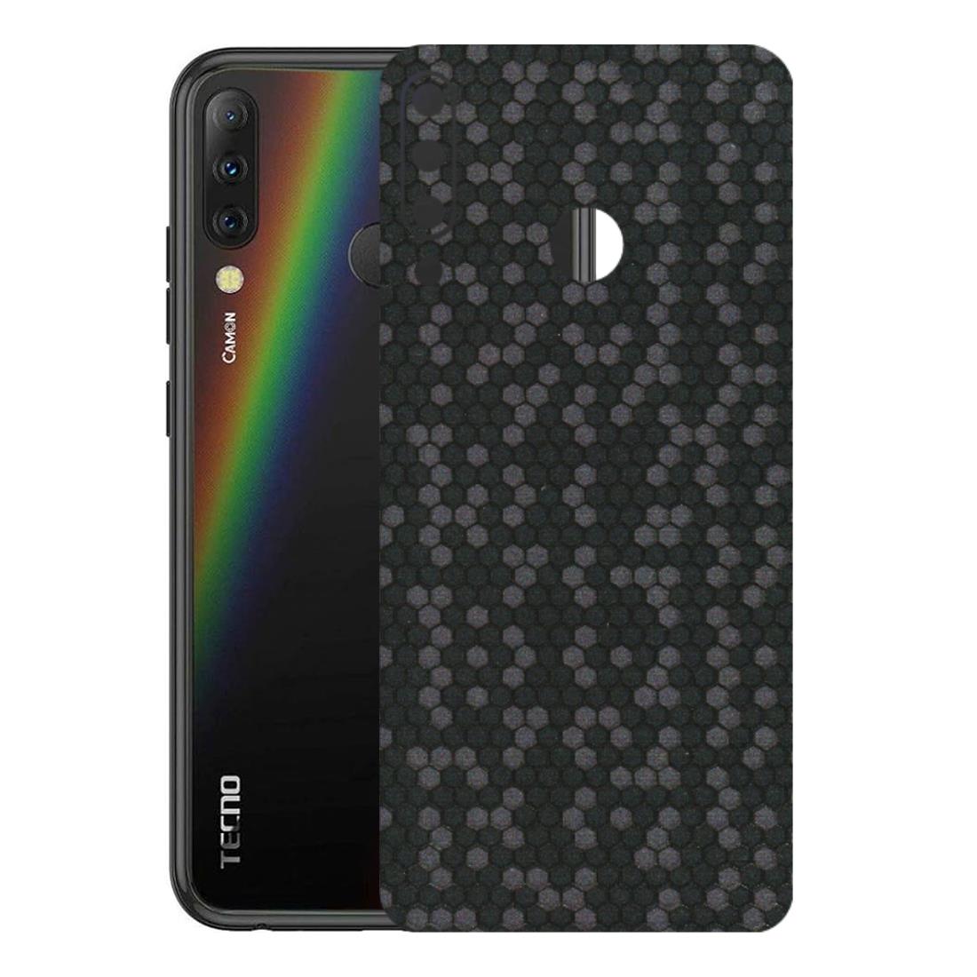 Tecno Phone Skins (All Models) - Black Grey Honeycomb Sober - 3D Embossed Finish (L-85) Tecno Camon i4