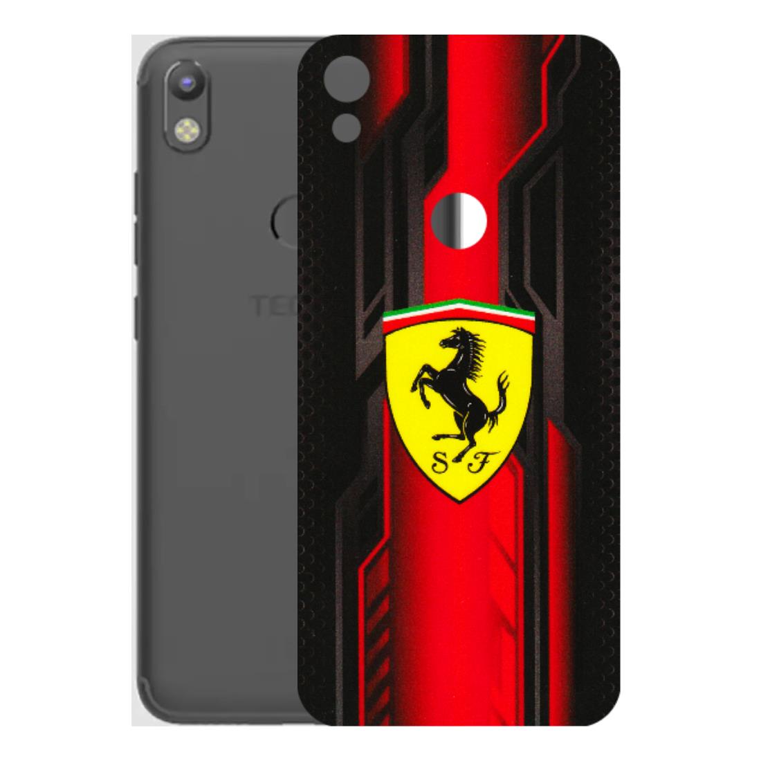 Tecno Phone Skins (All Models) - Black Ferrari Logo - 3D Embossed Finish (L-253) Tecno Camon i
