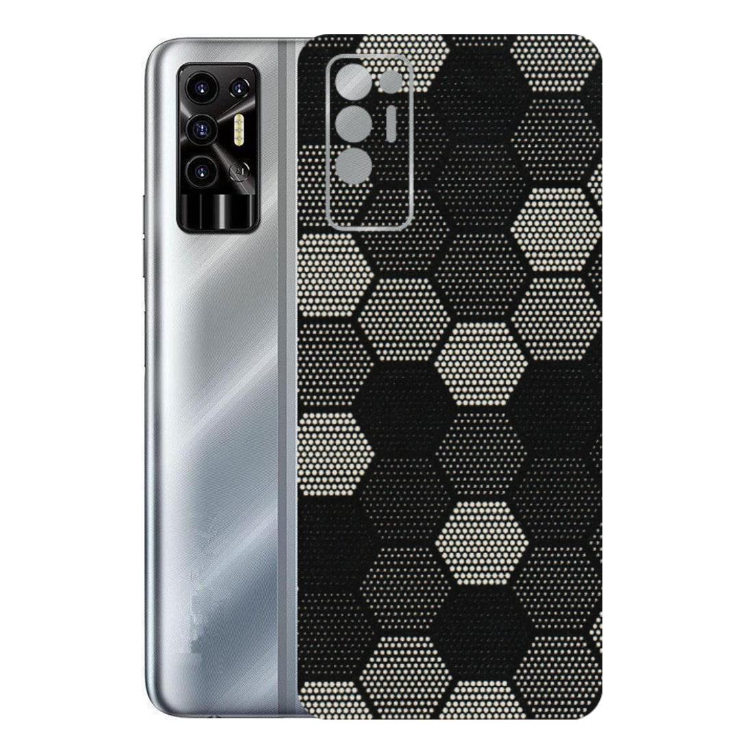 Tecno Phone Skins (All Models) - Black & White Dotted Honeycomb Texture - 3D Embossed Finish (L-202) Tecno Pova 2