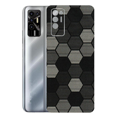 Tecno Phone Skins (All Models) - Black & White Dotted Honeycomb Texture - 3D Embossed Finish (L-202) Tecno Pova 2