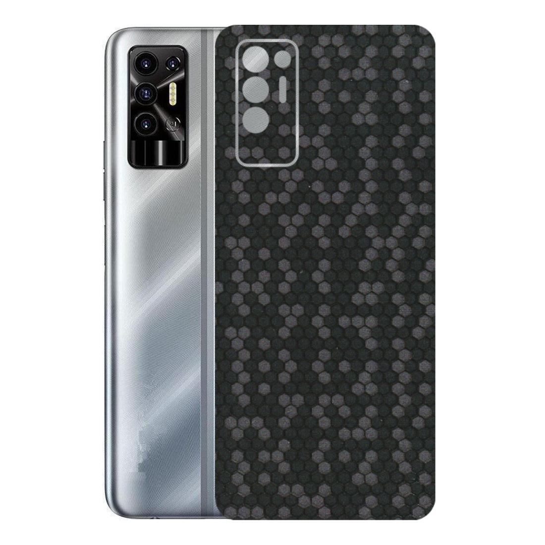 Tecno Phone Skins (All Models) - Black Grey Honeycomb Sober - 3D Embossed Finish (L-85) Tecno Pova 2