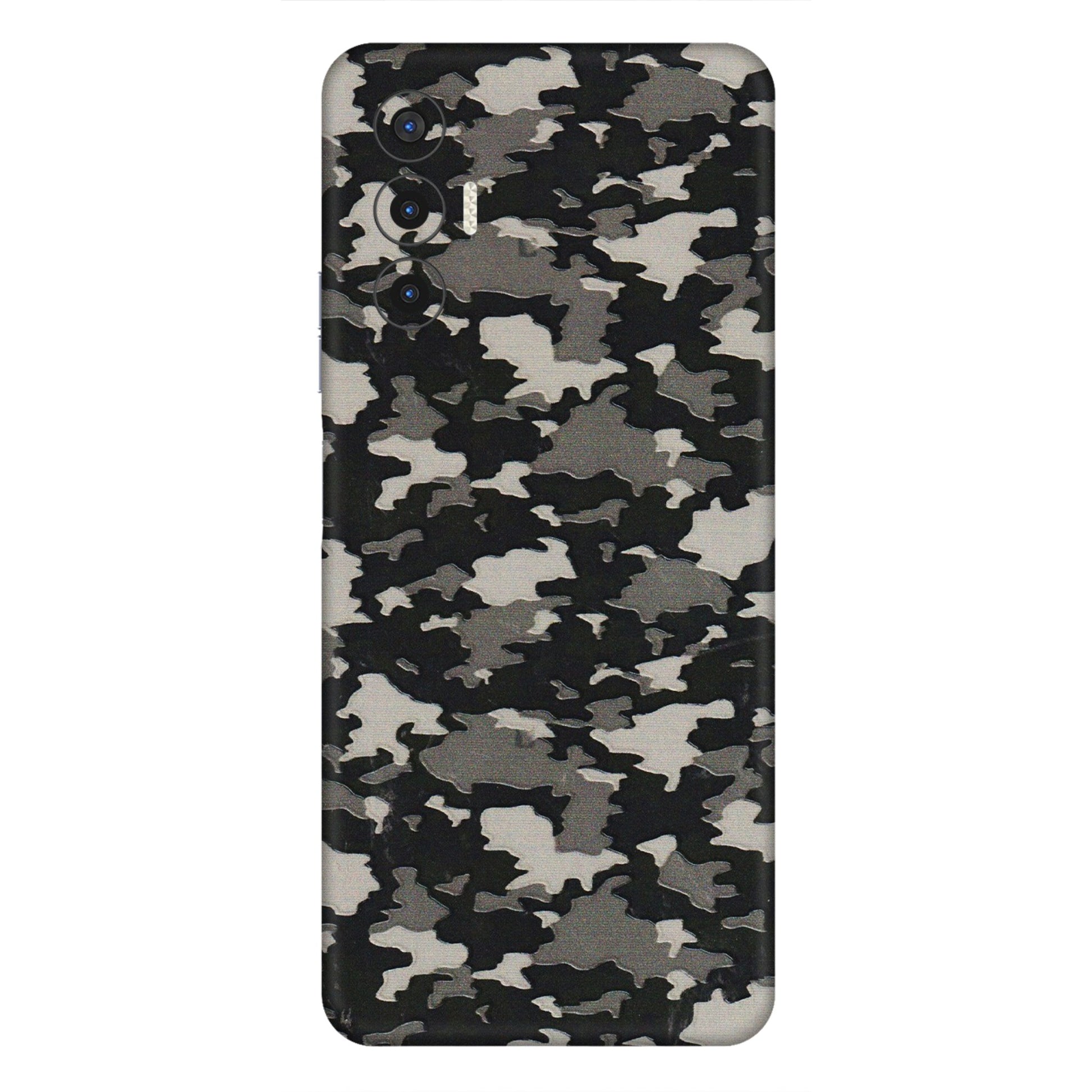 Tecno Phone Skins (All Models) - Black/Grey Camoflaunge - 3D Embossed Finish (L-142) Tecno Pova 3
