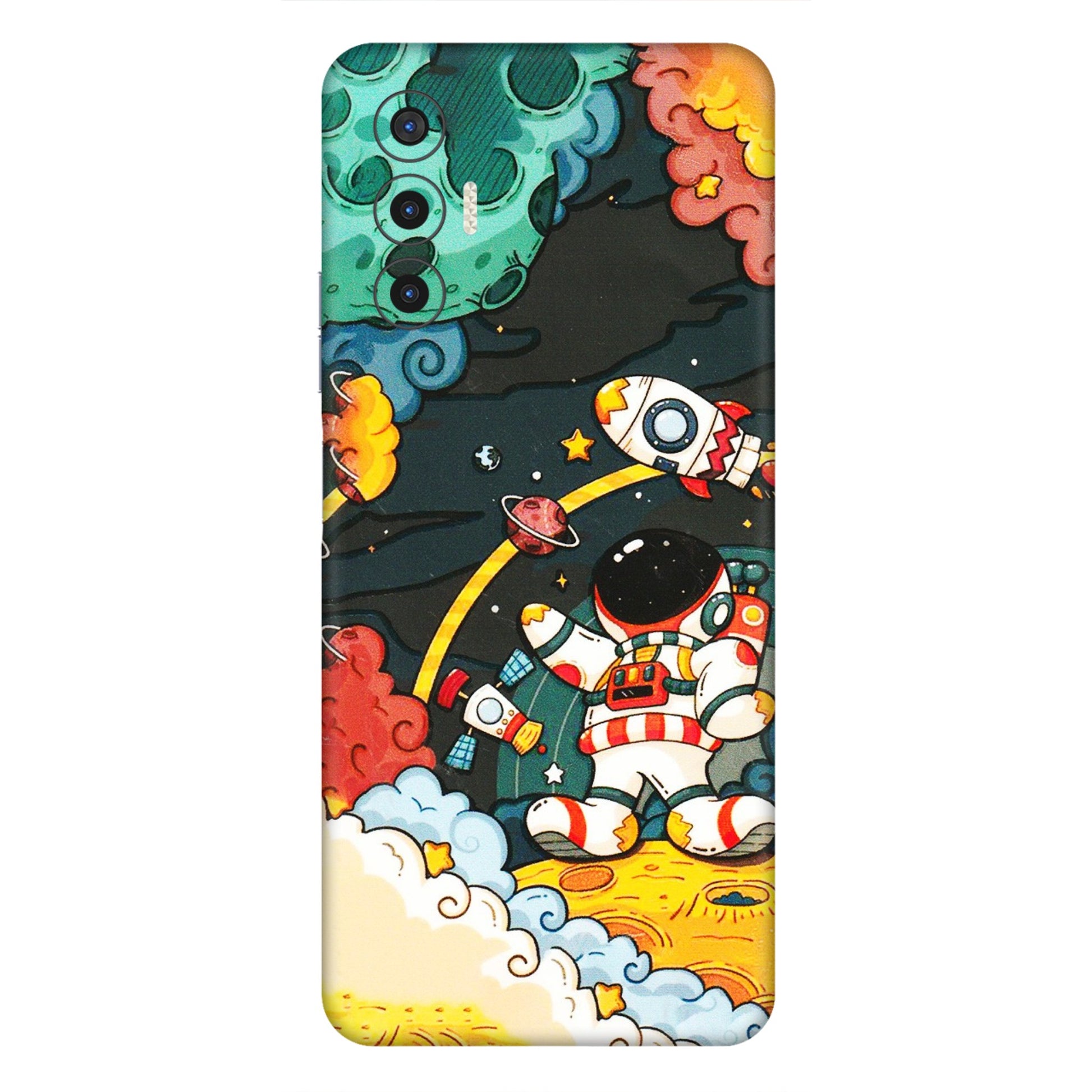 Tecno Phone Skins (All Models) - Astronauts & Spaceship - 3D Embossed Finish (L-145) Tecno Pova 3