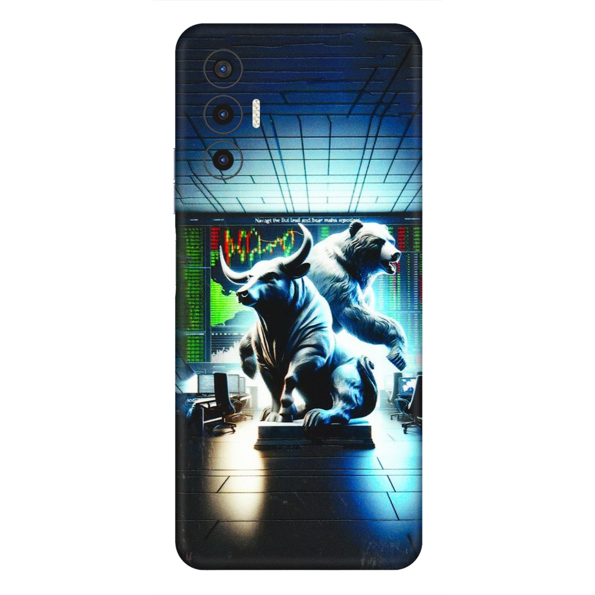 Tecno Phone Skins (All Models) - Stock Market Sensex Bear vs Bulls - 3D Embossed Finish (L-15) Tecno Pova 3