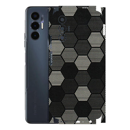 Tecno Phone Skins (All Models) - Black & White Dotted Honeycomb Texture - 3D Embossed Finish (L-202) Tecno Pova 3