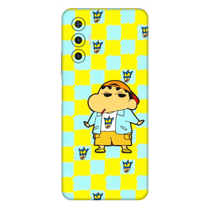 Tecno Phone Skins (All Models) - Yellow Blue Shinchan Cute - 3D Embossed Finish (L-221) Tecno Pova 3