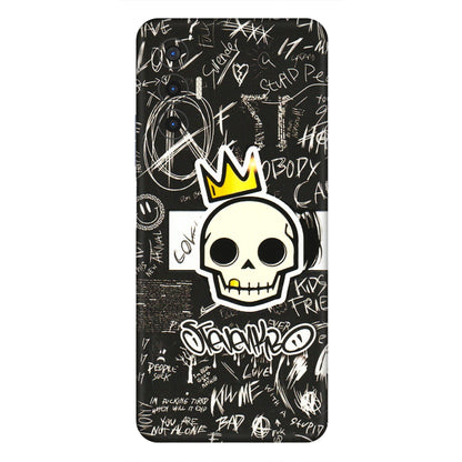 Tecno Phone Skins (All Models) - Funny Skull Black Chalk Grafitti - 3D Embossed Finish (L-22) Tecno Pova 3