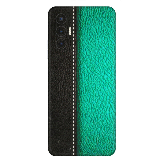 Tecno Phone Skins (All Models) - Black Green Dual Leather Stich - 3D Embossed Finish (L-233) Tecno Pova 3