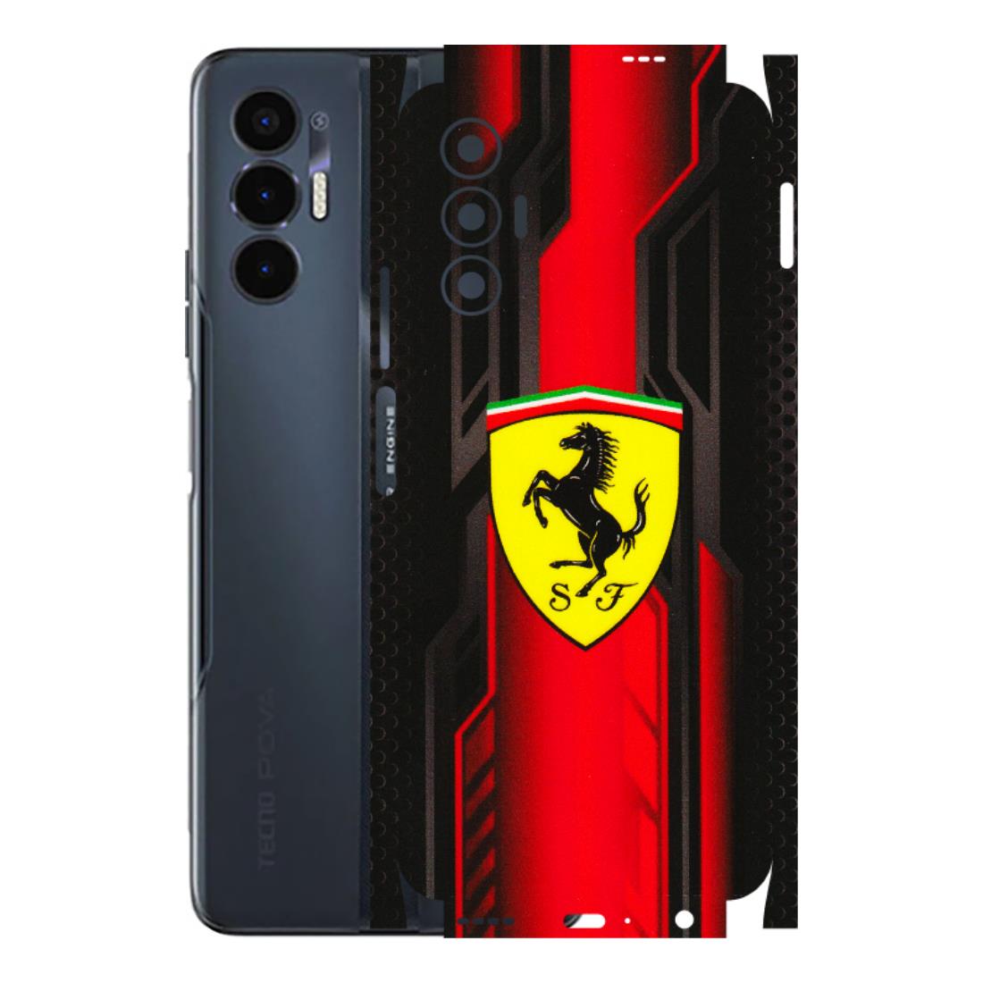Tecno Phone Skins (All Models) - Black Ferrari Logo - 3D Embossed Finish (L-253) Tecno Pova 3