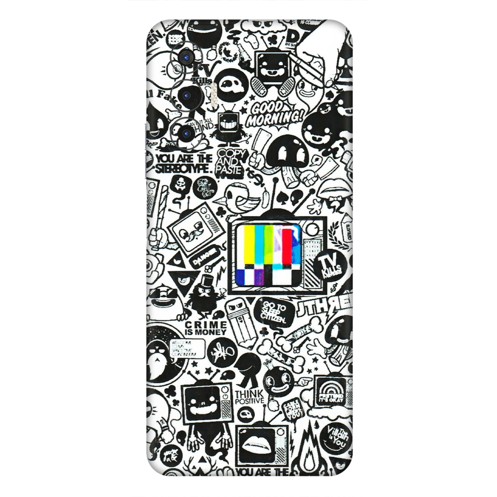 Tecno Phone Skins (All Models) - Doodles Positive Art - 3D Embossed Finish (L-263) Tecno Pova 3