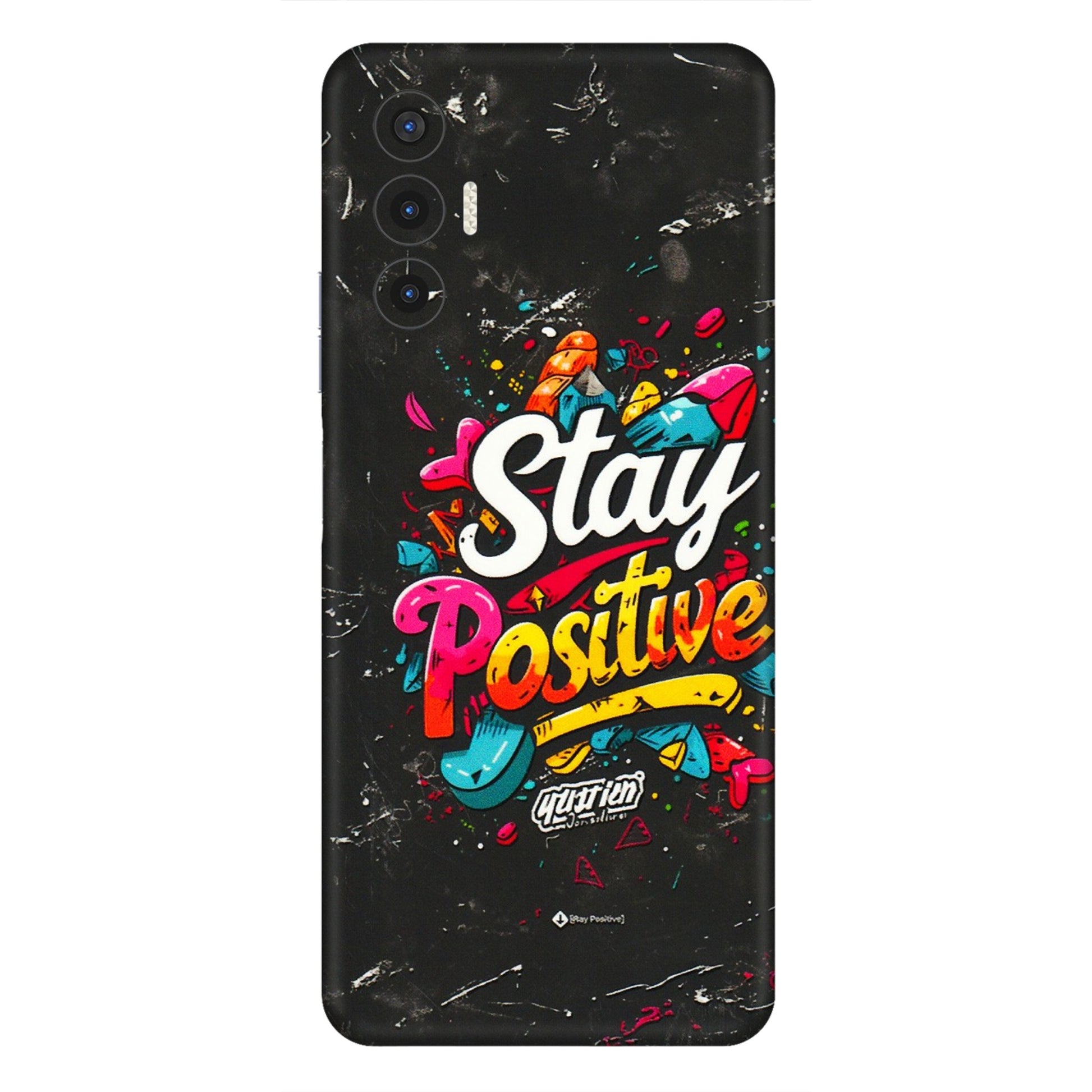 Tecno Phone Skins (All Models) - Stay Positive Black - 3D Embossed Finish (L-31) Tecno Pova 3