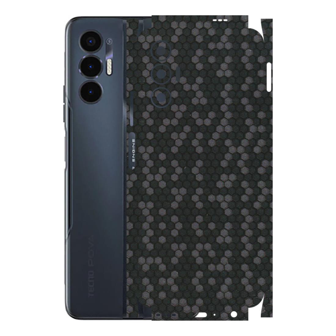 Tecno Phone Skins (All Models) - Black Grey Honeycomb Sober - 3D Embossed Finish (L-85) Tecno Pova 3