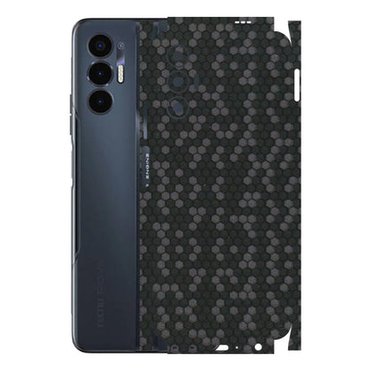 Tecno Phone Skins (All Models) - Black Grey Honeycomb Sober - 3D Embossed Finish (L-85) Tecno Pova 3