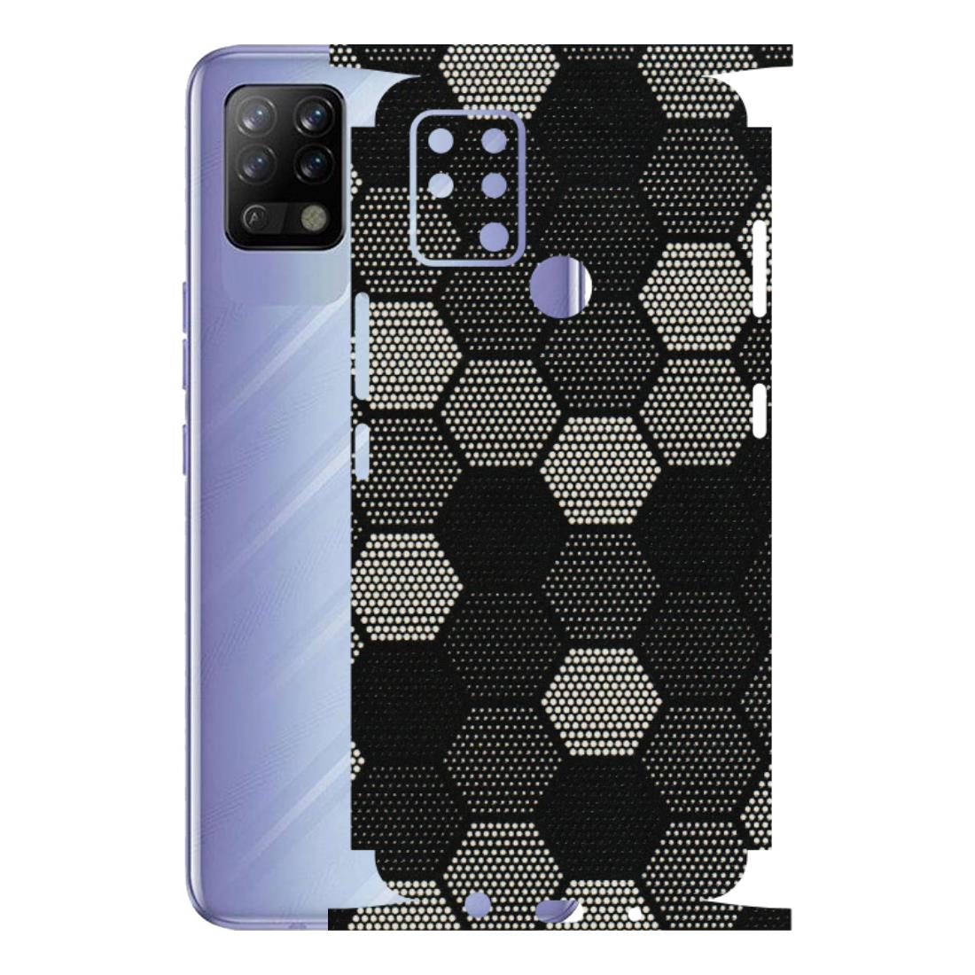 Tecno Phone Skins (All Models) - Black & White Dotted Honeycomb Texture - 3D Embossed Finish (L-202) Tecno Pova 5G