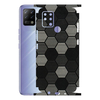 Tecno Phone Skins (All Models) - Black & White Dotted Honeycomb Texture - 3D Embossed Finish (L-202) Tecno Pova 5G