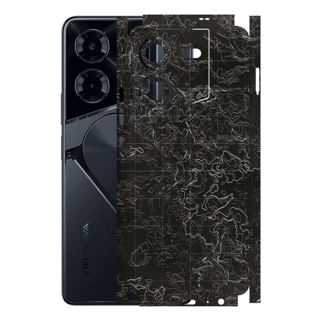 Tecno Phone Skins (All Models) - Black map Texture - 3D Embossed Finish (L-201) Tecno Pova 5