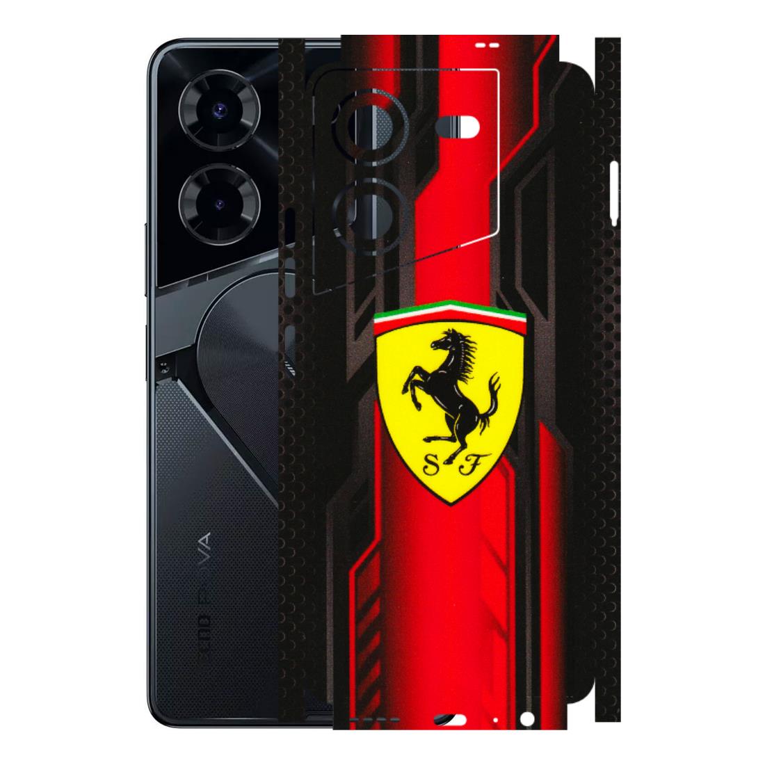 Tecno Phone Skins (All Models) - Black Ferrari Logo - 3D Embossed Finish (L-253) Tecno Pova 5