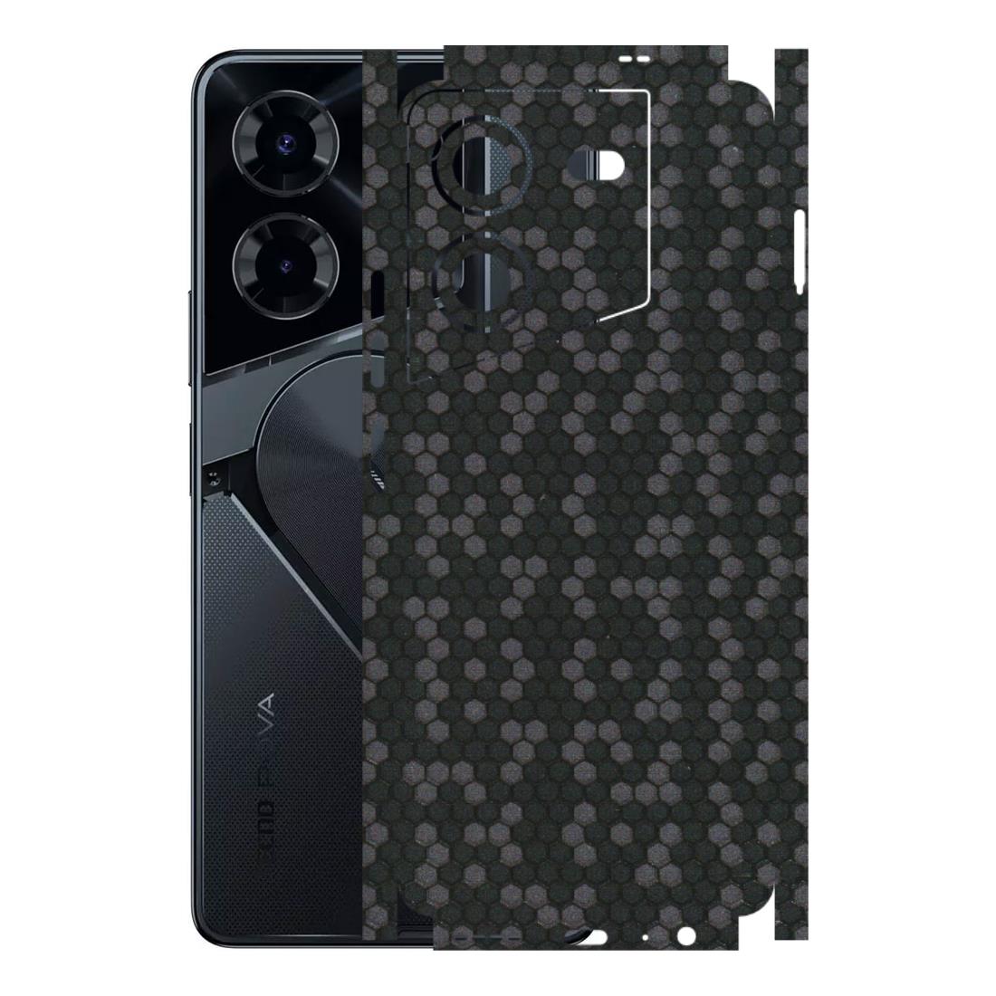 Tecno Phone Skins (All Models) - Black Grey Honeycomb Sober - 3D Embossed Finish (L-85) Tecno Pova 5