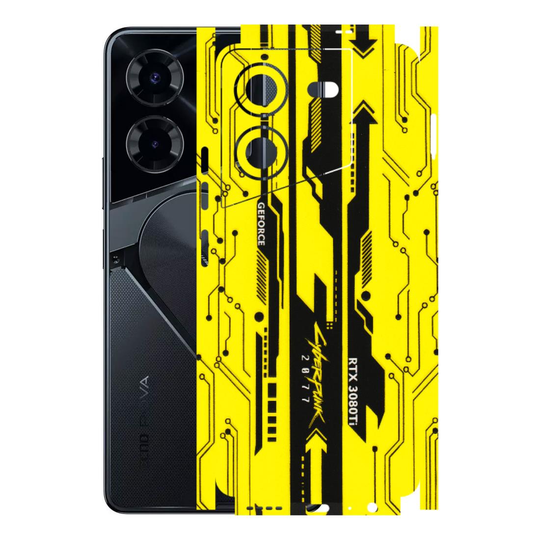 Tecno Phone Skins (All Models) - Yellow Cyberpunk - 3D Embossed Finish (L-93) Tecno Pova 5