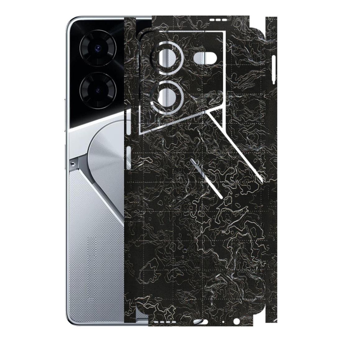 Tecno Phone Skins (All Models) - Black map Texture - 3D Embossed Finish (L-201) Tecno Pova 5 Pro(5G)