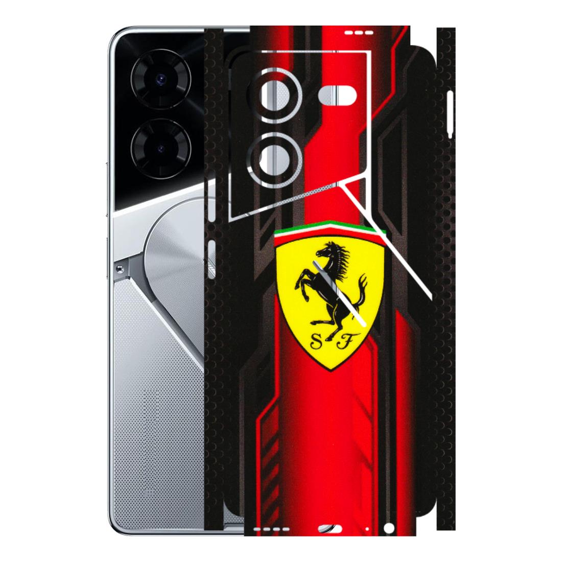 Tecno Phone Skins (All Models) - Black Ferrari Logo - 3D Embossed Finish (L-253) Tecno Pova 5 Pro(5G)