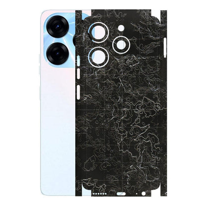 Tecno Phone Skins (All Models) - Black map Texture - 3D Embossed Finish (L-201) Tecno Spark 10 PRO