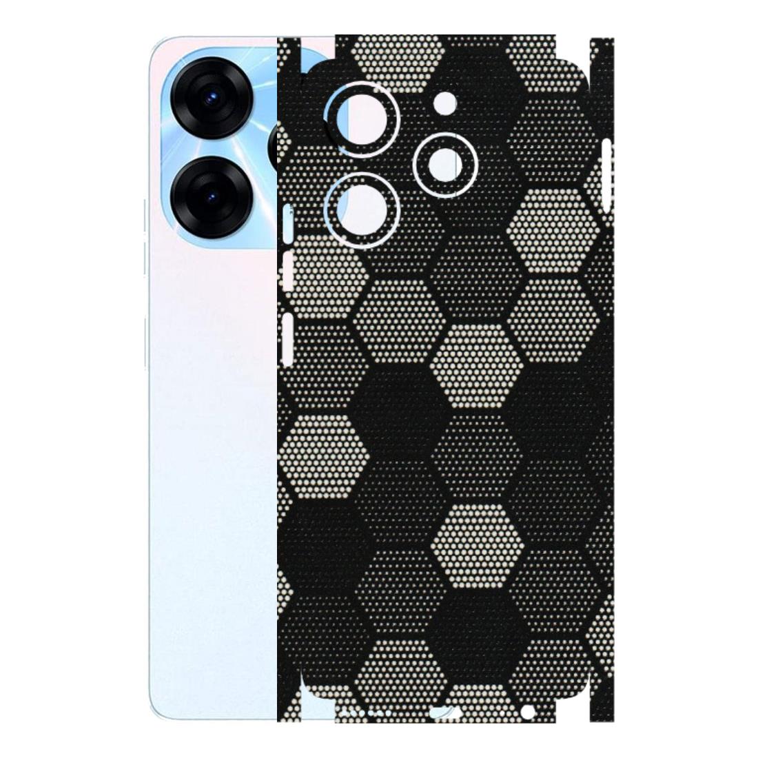 Tecno Phone Skins (All Models) - Black & White Dotted Honeycomb Texture - 3D Embossed Finish (L-202) Tecno Spark 10 PRO