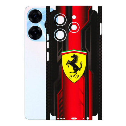 Tecno Phone Skins (All Models) - Black Ferrari Logo - 3D Embossed Finish (L-253) Tecno Spark 10 PRO