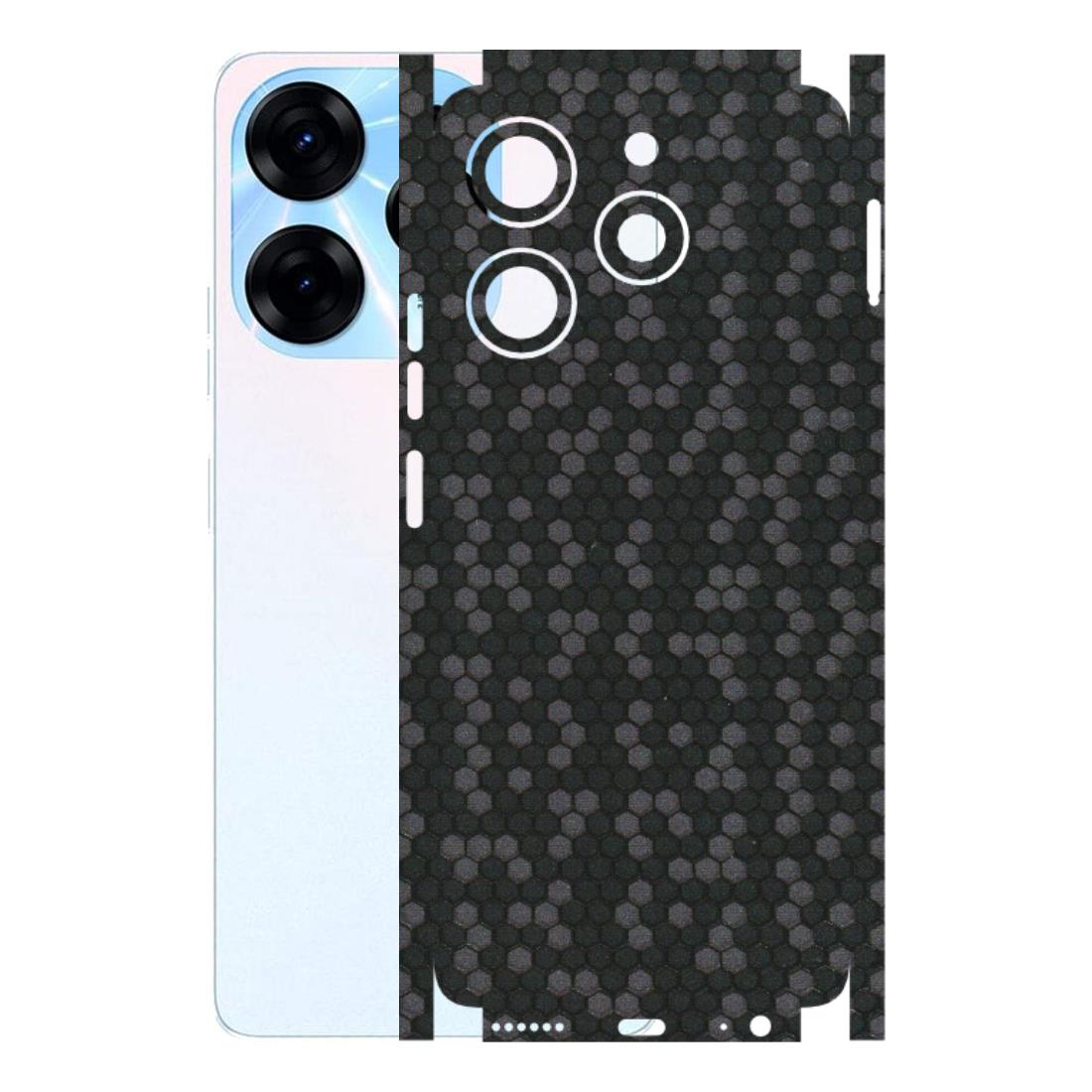 Tecno Phone Skins (All Models) - Black Grey Honeycomb Sober - 3D Embossed Finish (L-85) Tecno Spark 10 PRO