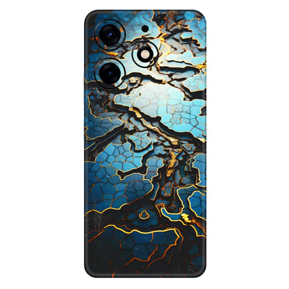 Tecno Phone Skins (All Models) - Blue Gold Abstract - 3D Embossed Finish (L-11) Tecno Spark 10 PRO