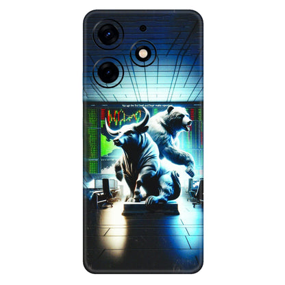 Tecno Phone Skins (All Models) - Stock Market Sensex Bear vs Bulls - 3D Embossed Finish (L-15) Tecno Spark 10 PRO