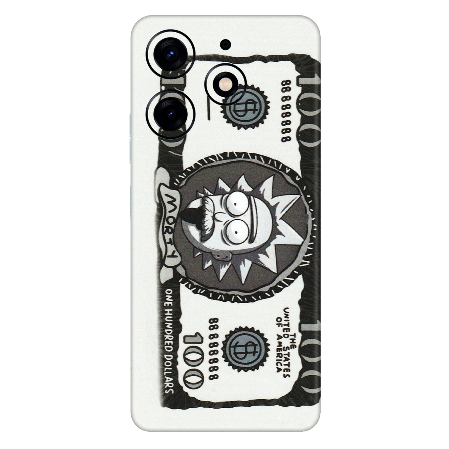 Tecno Phone Skins (All Models) - Rick And Morty Hundred Dollar Anime - Matte Finish (M-161) Tecno Spark 10 PRO