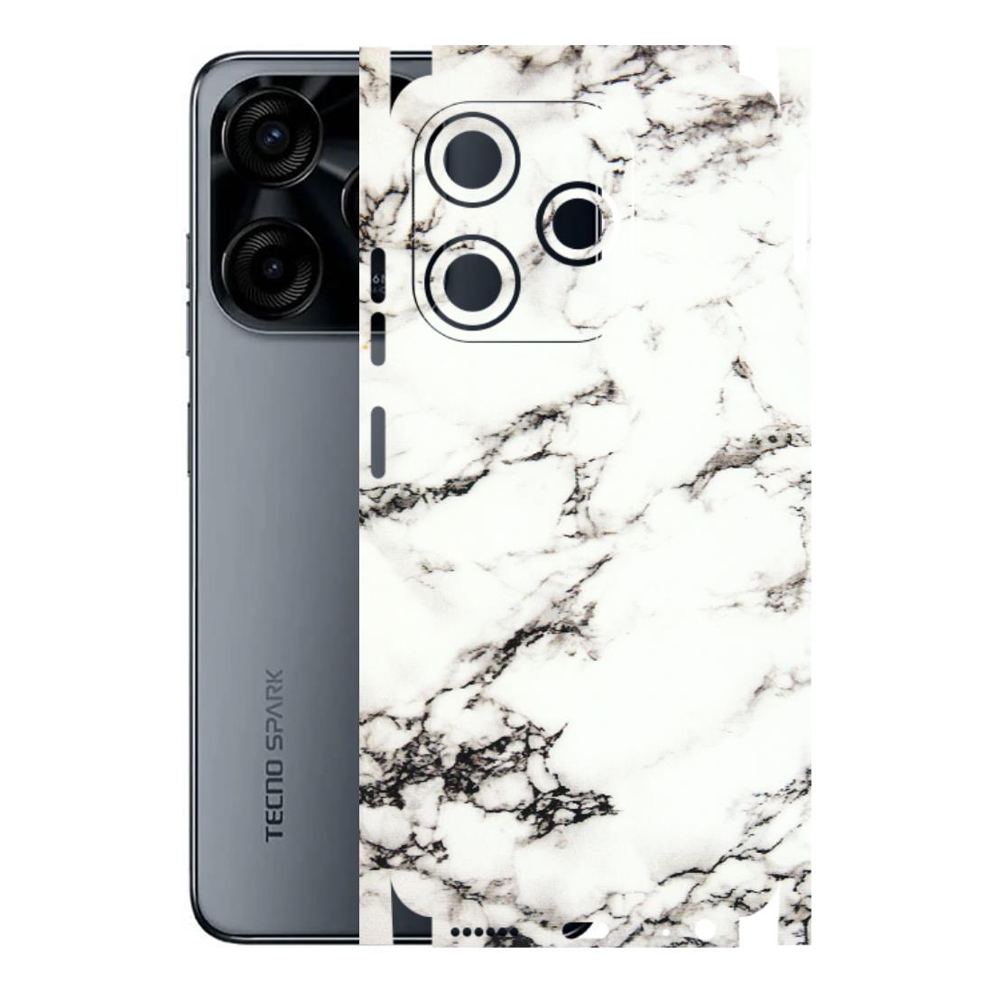 Tecno Phone Skins (All Models) - Black and White Marble Texture - 3D Embossed Finish (L-124) Tecno Spark (5G) 10C