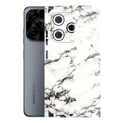 Tecno Phone Skins (All Models) - Black and White Marble Texture - 3D Embossed Finish (L-124) Tecno Spark (5G) 10C