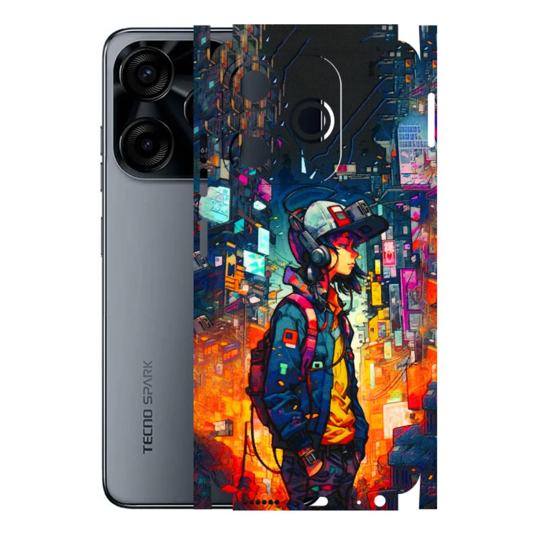 Tecno Phone Skins (All Models) - Street Anime Guy - 3D Embossed Finish (L-158) Tecno Spark (5G) 10C