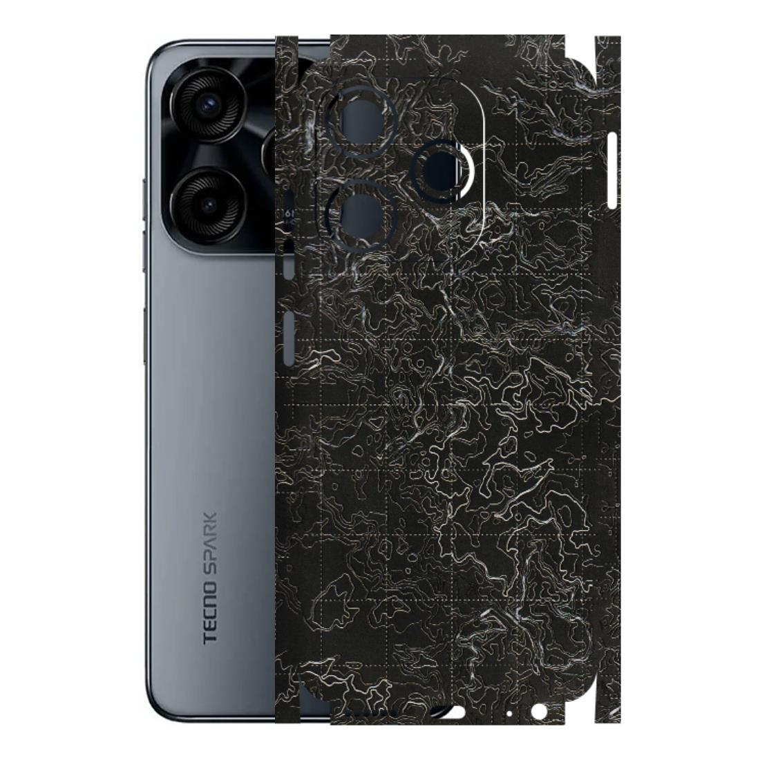 Tecno Phone Skins (All Models) - Black map Texture - 3D Embossed Finish (L-201) Tecno Spark (5G) 10C