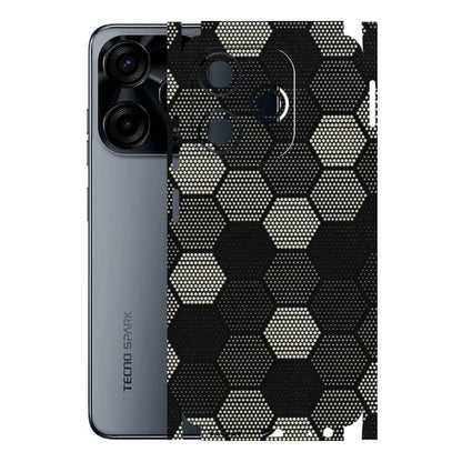 Tecno Phone Skins (All Models) - Black & White Dotted Honeycomb Texture - 3D Embossed Finish (L-202) Tecno Spark (5G) 10C