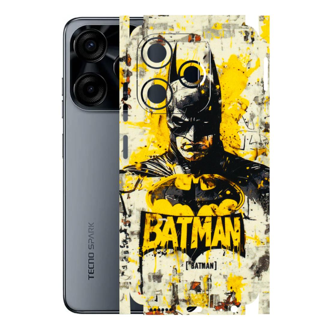 Tecno Phone Skins (All Models) - Batman Yellow BT - 3D Embossed Finish (L-304) Tecno Spark (5G) 10C