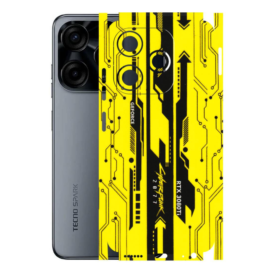 Tecno Phone Skins (All Models) - Yellow Cyberpunk - 3D Embossed Finish (L-93) Tecno Spark (5G) 10C