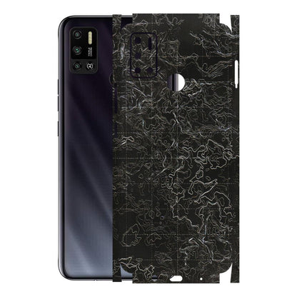 Tecno Phone Skins (All Models) - Black map Texture - 3D Embossed Finish (L-201) Tecno Spark 6 AIR