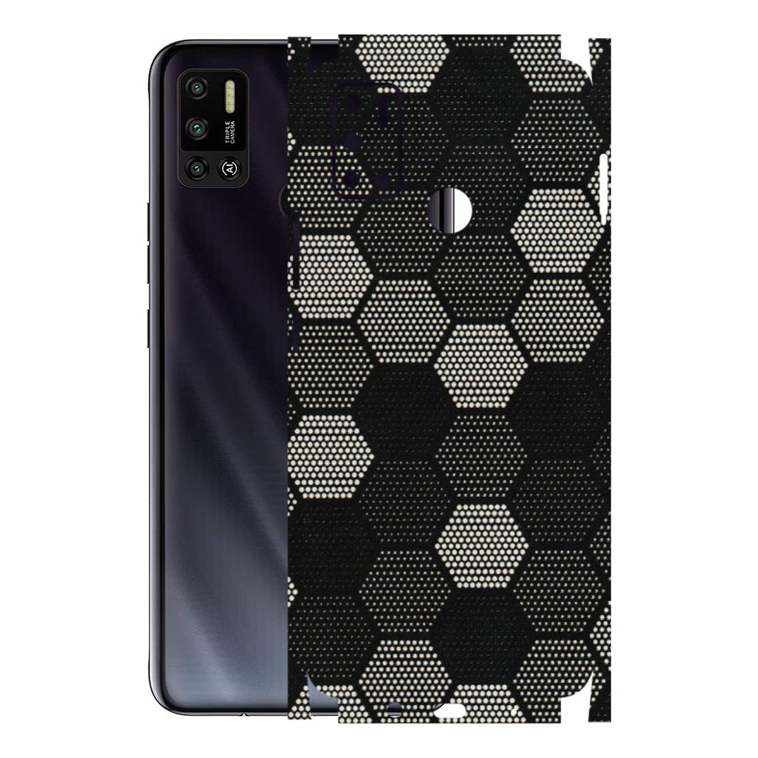 Tecno Phone Skins (All Models) - Black & White Dotted Honeycomb Texture - 3D Embossed Finish (L-202) Tecno Spark 6 AIR