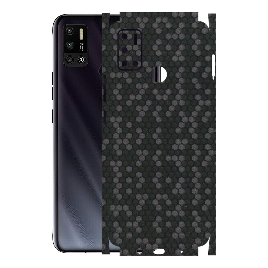 Tecno Phone Skins (All Models) - Black Grey Honeycomb Sober - 3D Embossed Finish (L-85) Tecno Spark 6 AIR