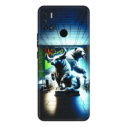 Tecno Phone Skins (All Models) - Stock Market Sensex Bear vs Bulls - 3D Embossed Finish (L-15) Tecno Spark 6 AIR