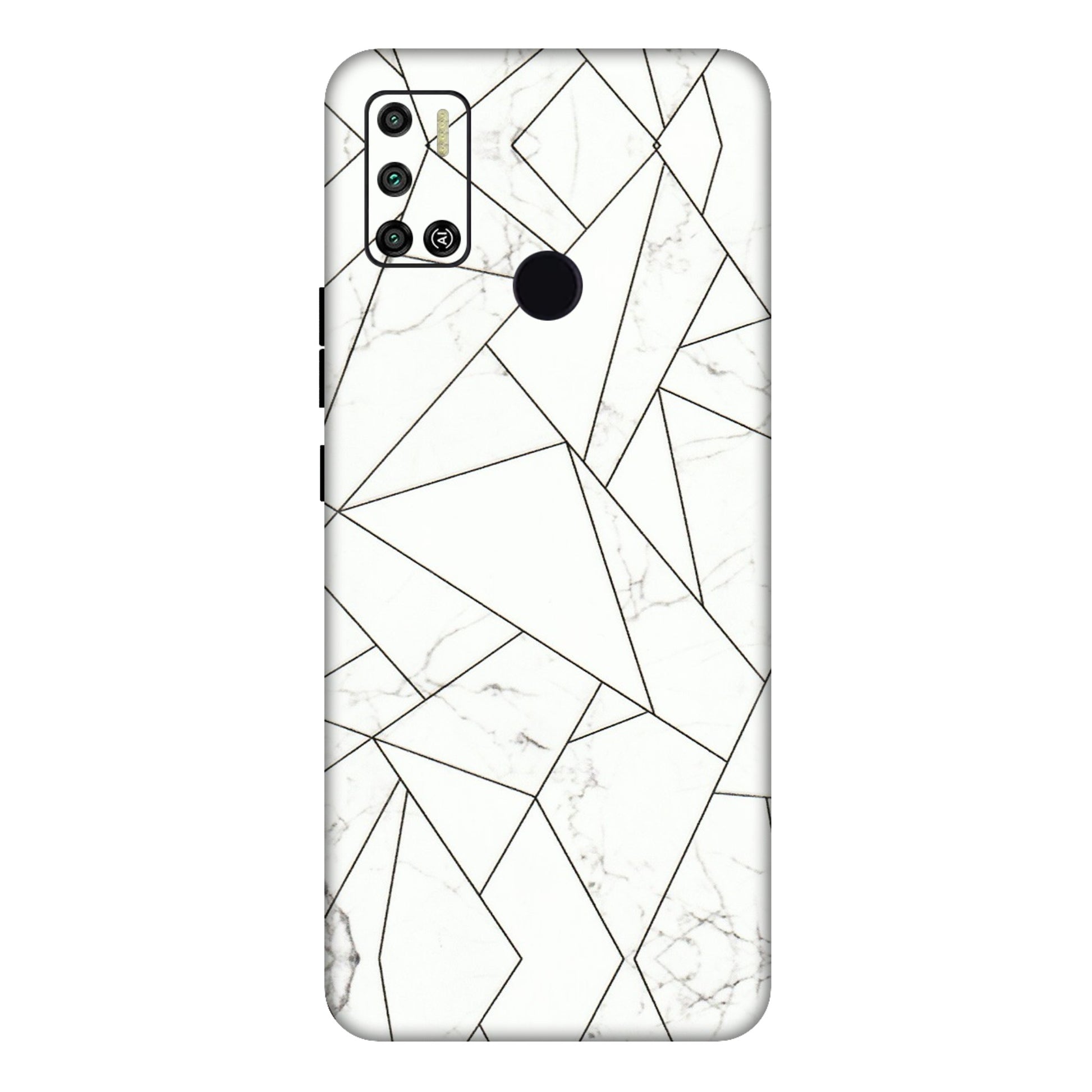 Tecno Phone Skins (All Models) - Luxury White Marble Effect - 3D Embossed Finish (L-168) Tecno Spark 6 AIR