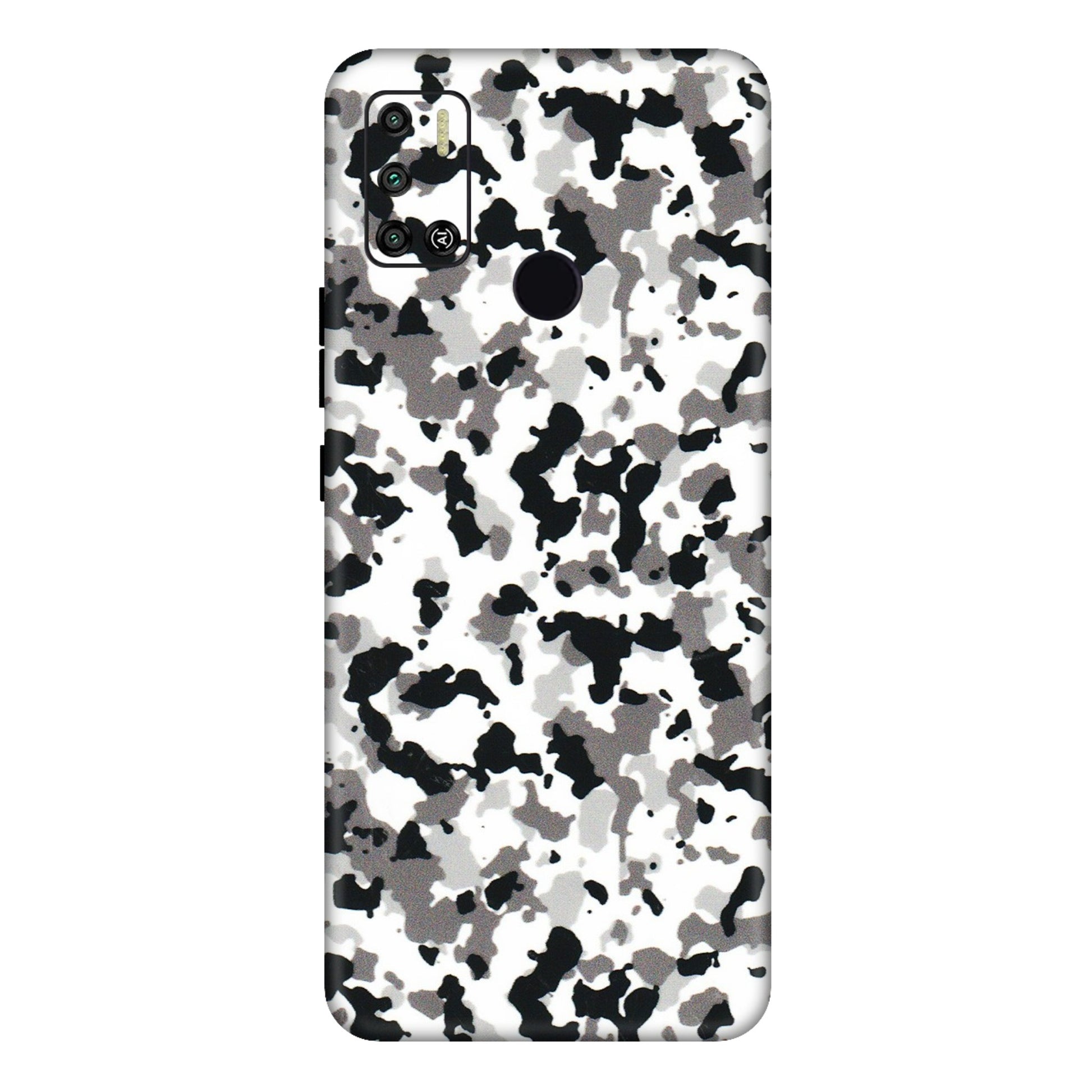 Tecno Phone Skins (All Models) - White Black Camouflage - 3D Embossed Finish (L-18) Tecno Spark 6 AIR