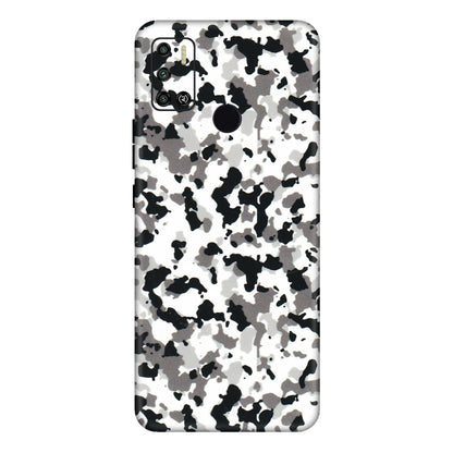 Tecno Phone Skins (All Models) - White Black Camouflage - 3D Embossed Finish (L-18) Tecno Spark 6 AIR