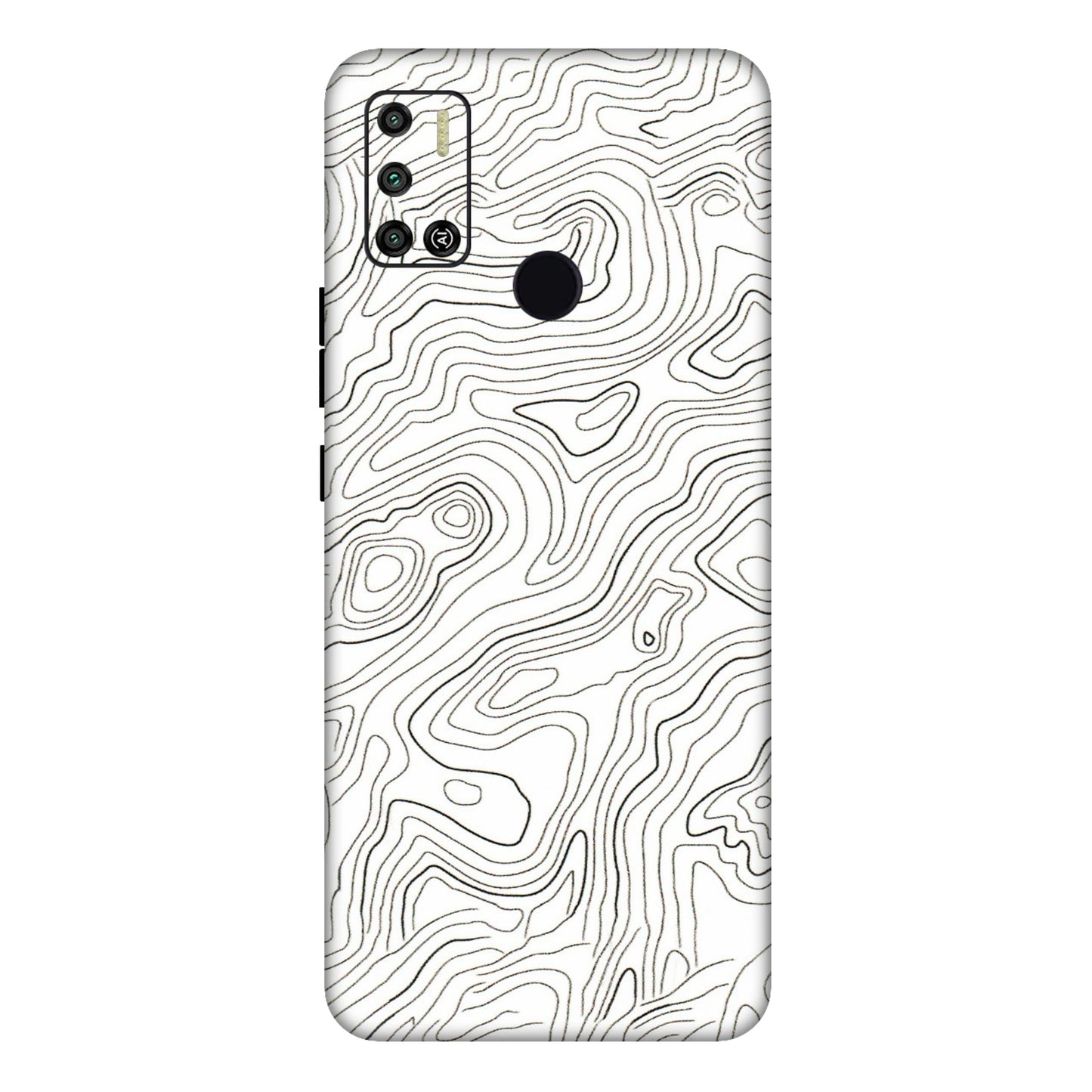 Tecno Phone Skins (All Models) - White Black Swirls - 3D Embossed Finish (L-219) Tecno Spark 6 AIR