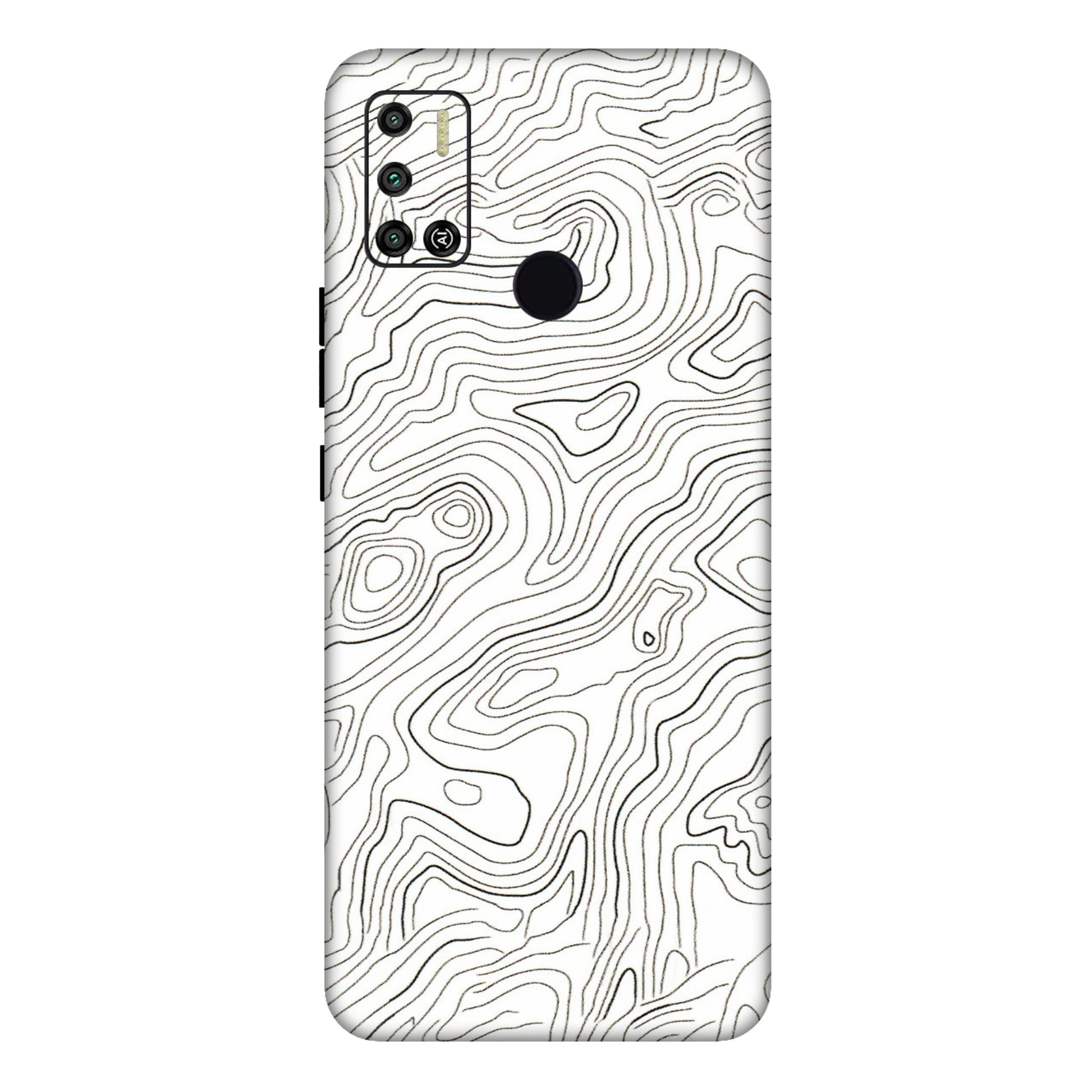 Tecno Phone Skins (All Models) - White Black Swirls - 3D Embossed Finish (L-219) Tecno Spark 6 AIR