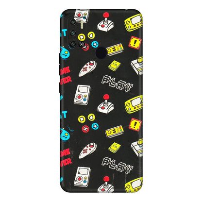 Tecno Phone Skins (All Models) - Gaming Doodles - 3D Embossed Finish (L-224) Tecno Spark 6 AIR