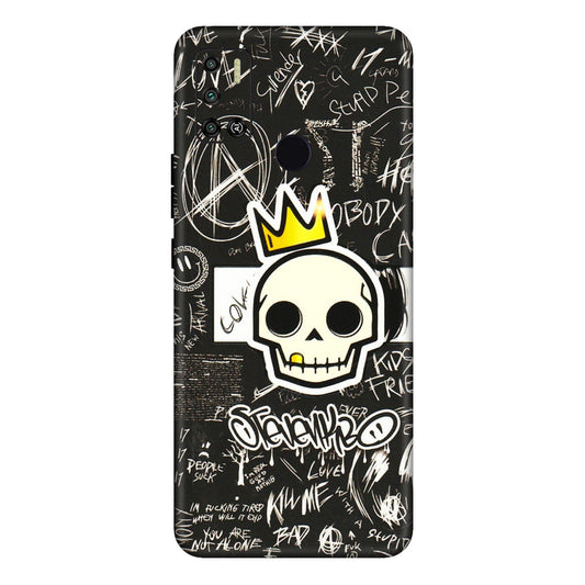 Tecno Phone Skins (All Models) - Funny Skull Black Chalk Grafitti - 3D Embossed Finish (L-22) Tecno Spark 6 AIR